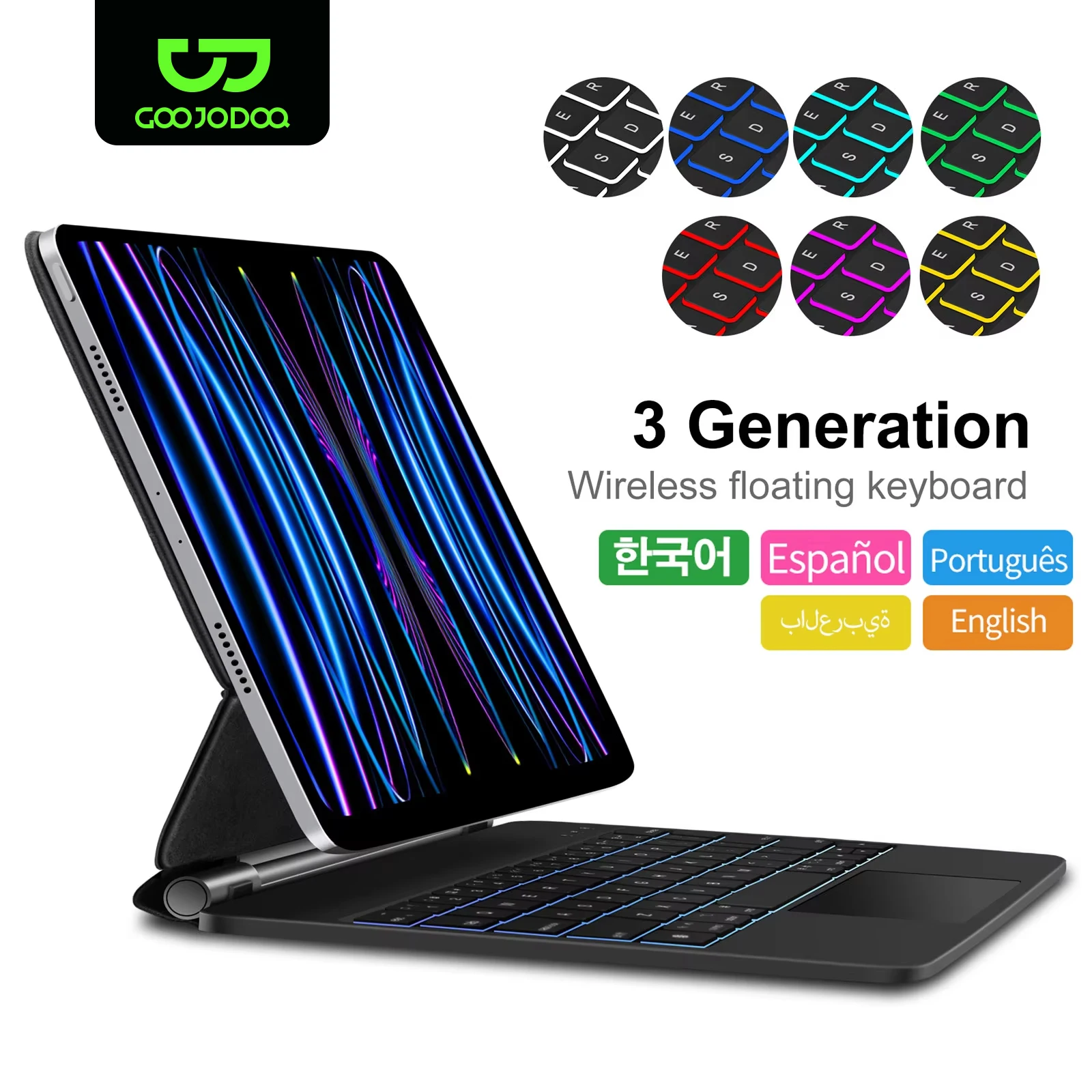 GOOJODOQ 매직 키보드 iPad Air 6 2024 13 인치 케이스 iPad Pro 11 12 9 Pro 13 Air 4 Air 5 iPad 10 세대 커버