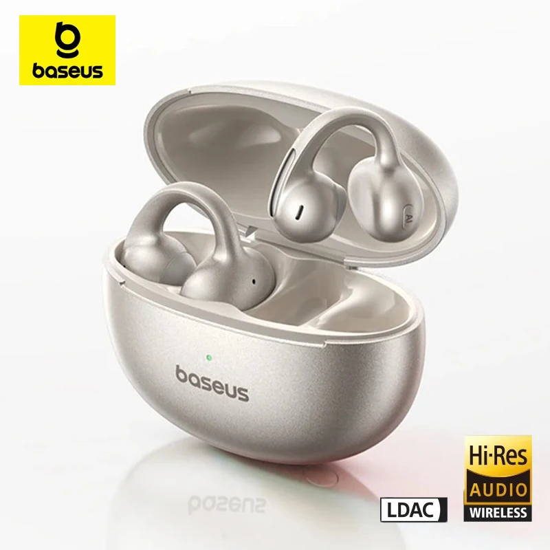 베이스어스 MC1 Pro 이어클립 이어폰 무선 블루투스 6.0 이어버드 4 마이크 통화 소음 감소 헤드셋 LDAC Hi-Res IP67 헤드폰