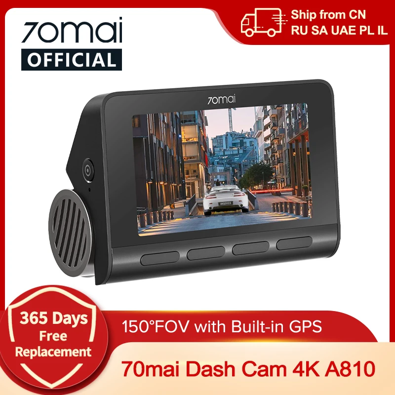70mai 4K 블랙박스 A810 HDR 내장 GPS ADAS 24시간 주차 모니터링 4G 호환 차량용 DVR 70mai A810