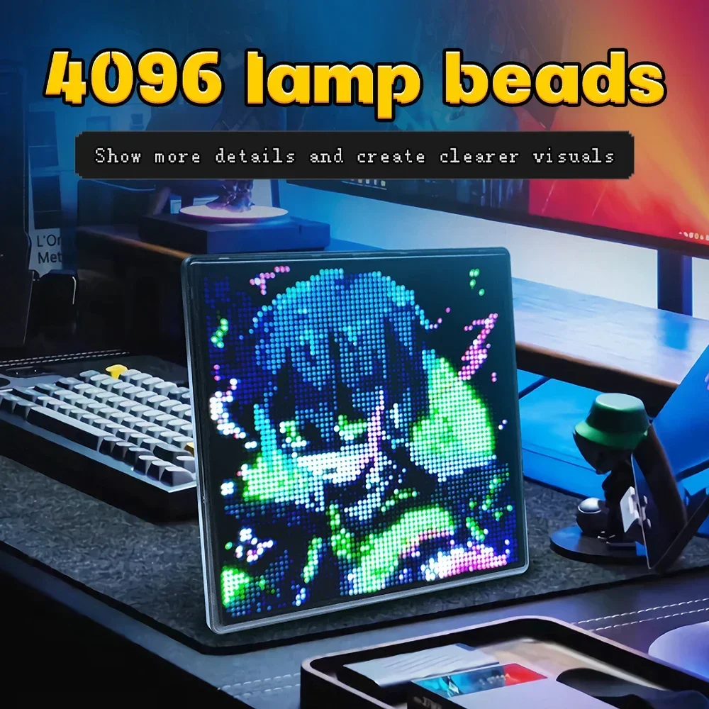APP RGB 디지털 램프 패널 스마트 LED 픽셀 매트릭스 디스플레이 64x64 DIY 애니메이션 만화 게임 애니메이션 맞춤형 방 장식 32x32