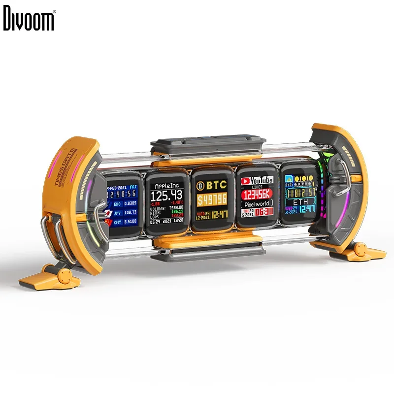 Divoom Times Gate 게임룸 설정 스마트 앱 제어 기능이 있는 디지털 시계, WiFi 연결, RGB LED 디스플레이, 사무실 장식 사이버펑크