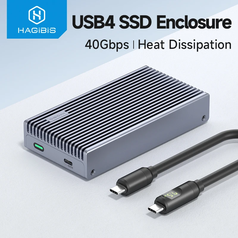 하기비스 40Gbps USB4 M.2 NVMe SSD 외장 케이스 (LED 디스플레이 포함) 썬더볼트 4/3 USB 3.2/3.1/3.0 B+M M-Key SSD 케이스용 USB4 케이블
