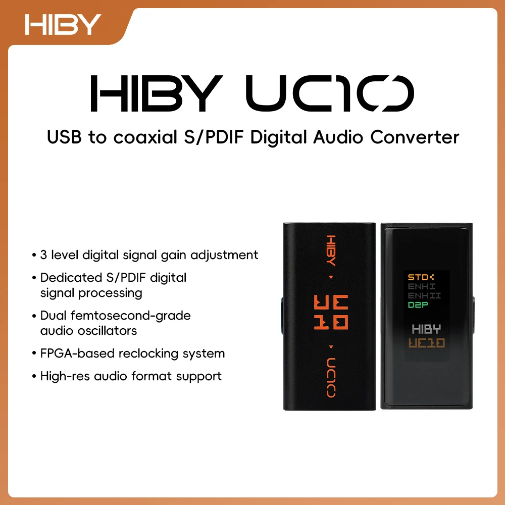 HiBy UC10 USB-C-동축 S/PDIF 디지털 변환기 HiFi로 스마트폰 오디오 소스 업그레이드