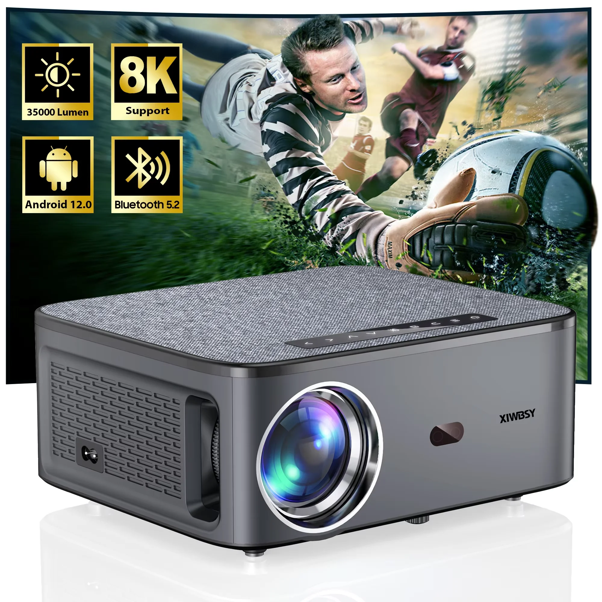 XIWBSY 2025 신형 T08 프로젝터 35000루멘 영화용 주간 투사 프로젝터 안드로이드 12.0 스마트 프로젝터 8K 디코딩 자동 초점 프로젝터