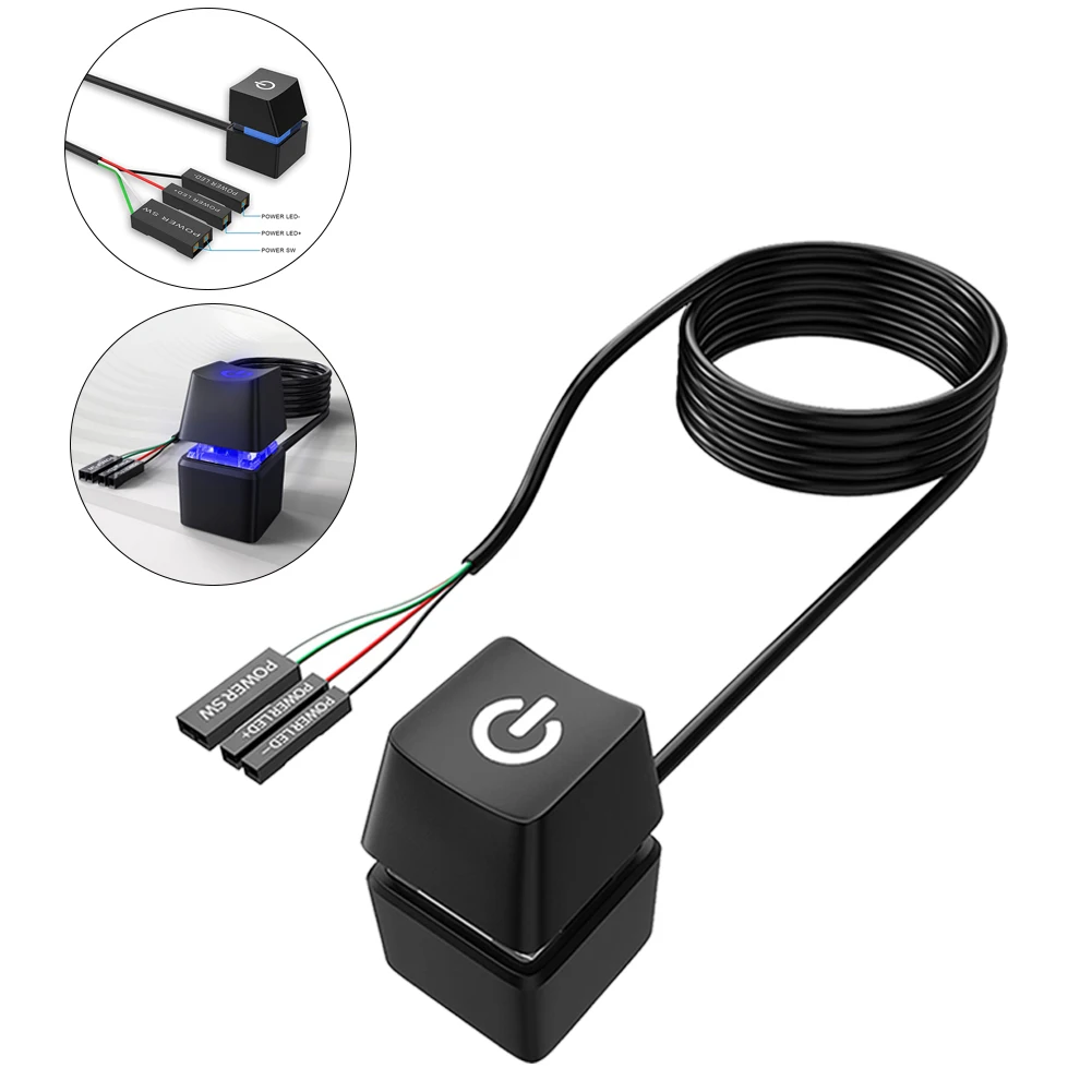 LED 조명 컴퓨터 데스크탑 스위치, PC 마더보드 전원 켜기 끄기 스위치, 홈 오피스용 단추 익스텐션 케이블, 1.65 m, 5 m, 10 m, 2 m, 4m
