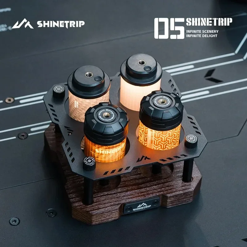 샤인트립 휴대용 자석 캠핑 라이트, 충전식 회전 텐트 램프 및 아트 스타일 스테인리스 스틸 스탠드 야외 하이킹용