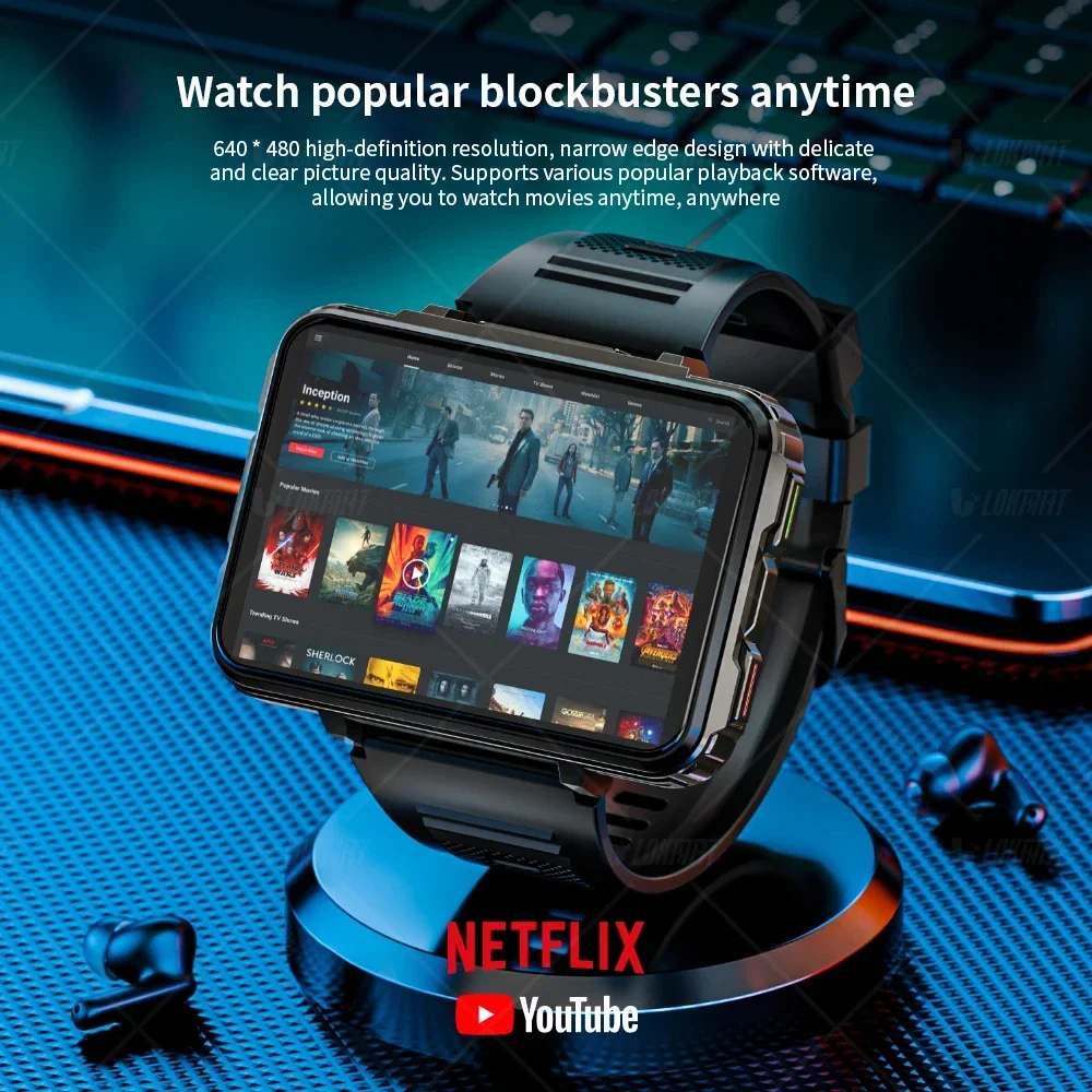 LOKMAT APPLLP 5 MAX 안드로이드 워치폰 사각형 대화면 와이파이 4G 통화 스마트워치 듀얼 카메라 플래시 탑재 게임 시계