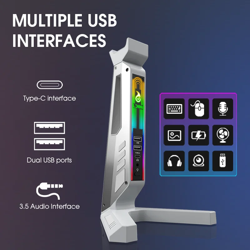 알리 RGB 게이밍 헤드셋 거치대 - LED 조명 USB 충전독 헤드폰 스탠드 가성비 추천