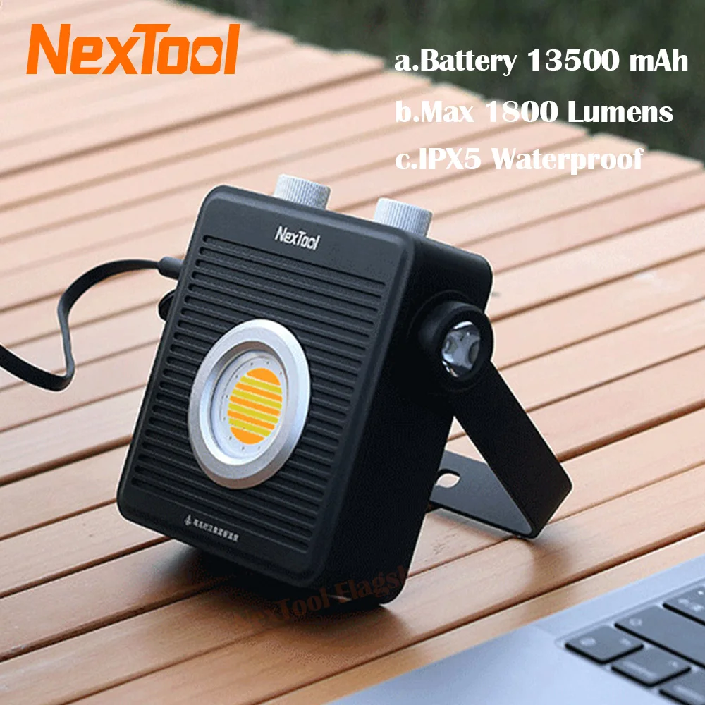 NexTool 충전식 캠핑 조명, 휴대용 비상 야시장 조명, 보조배터리 야외 손전등, 13500mAh, 1800Lm 랜턴