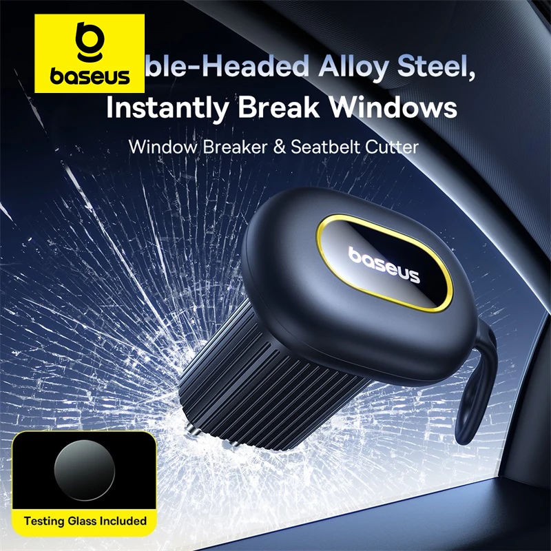 Baseus 양방향 자동차 안전 망치 합금강 비상 탈출 망치 숨겨진 푸시 스타일 커터 창 차단기 구조 도구