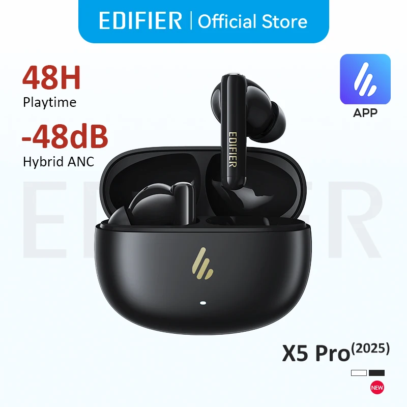 Edifier X5 Pro 액티브 노이즈 캔슬링 TWS 블루투스 이어폰 무선 이어버드 IP55 방수 게이밍 모드 빠르한 충전