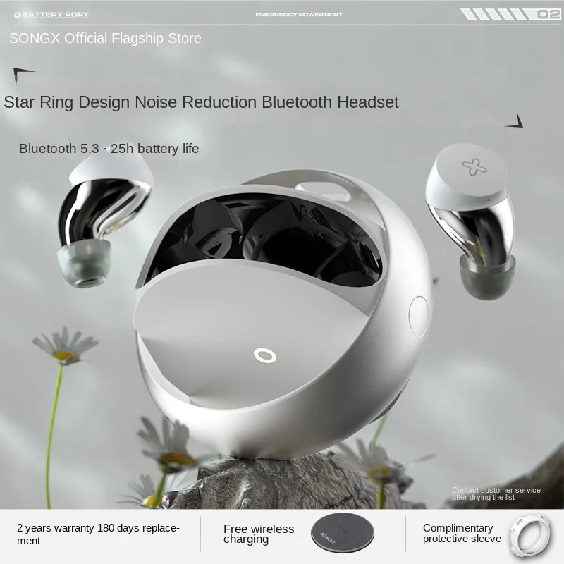 무선 블루투스 이어폰 노이즈 감소 이어버드 V5.3 게이밍 스포츠 IPX5 방수 ENC 이어폰 25시간 재생 헤드셋