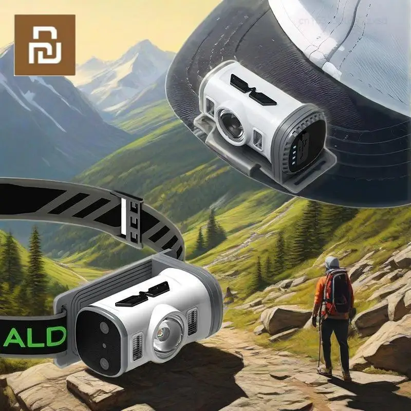   워선 헤드램프 센서 충전식 헤드라이트 휴대용 회전식 사냥등 LED 손전등 낚시용 전조등 자전거 라이트