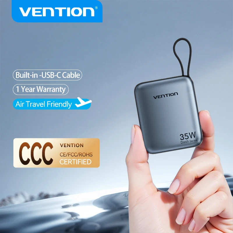 Vention CCC 10000mAh 35W 파워뱅크 고속 충전 휴대용 미니 3C 파워뱅크 아이폰 17 샤오미 외장 예비 배터리 충전기