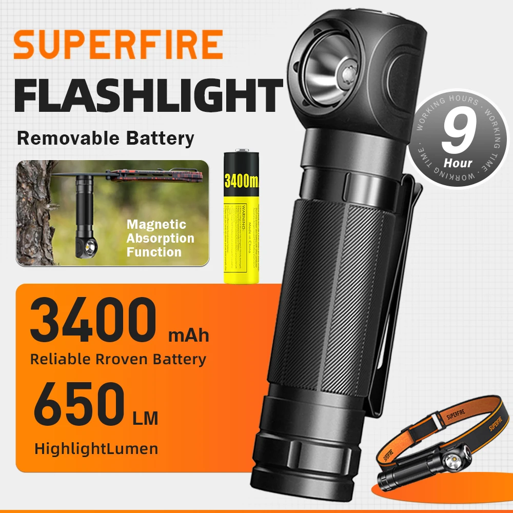 2026 SUPERFIRE TH04 LED 헤드램프 타입 C 충전식 헤드라이트 18650 헤드 플래시라이트(표시기 자석 꼬리 캠핑 랜턴 포함)