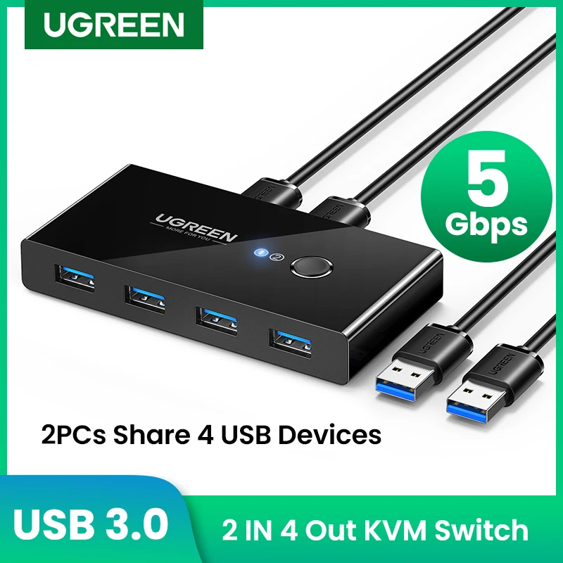 알리 UGREEN USB KVM 스위치 - 2대 PC 공유 USB 3.0 선택기 가성비 추천