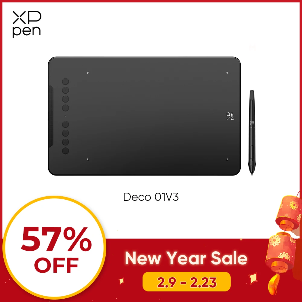 XPPen Deco01V3 그래픽 태블릿 10 인치 디지털 드로잉 태블릿 3 색 16384 레벨 60 안드로이드 Windows Mac 용 틸트 아트 애니메이션