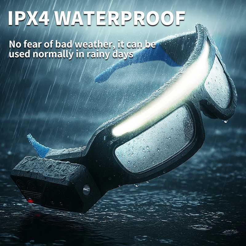 Type-C 충전 기능을 갖춘 새로운 XTE 다기능 안경 조명, 경고 헤드램프, 작고 휴대성이 뛰어난 터치 감지 헤드램프