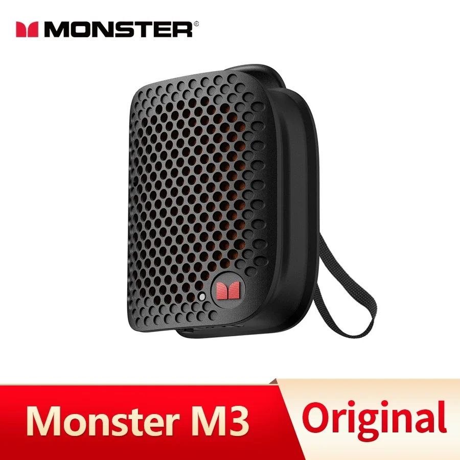 Monster M3 휴대용 고 충실도 스피커 무선 스테레오베이스 음악 서브 우퍼 내장 마이크가있는 휴대용 라 발리에 스피커 말하기