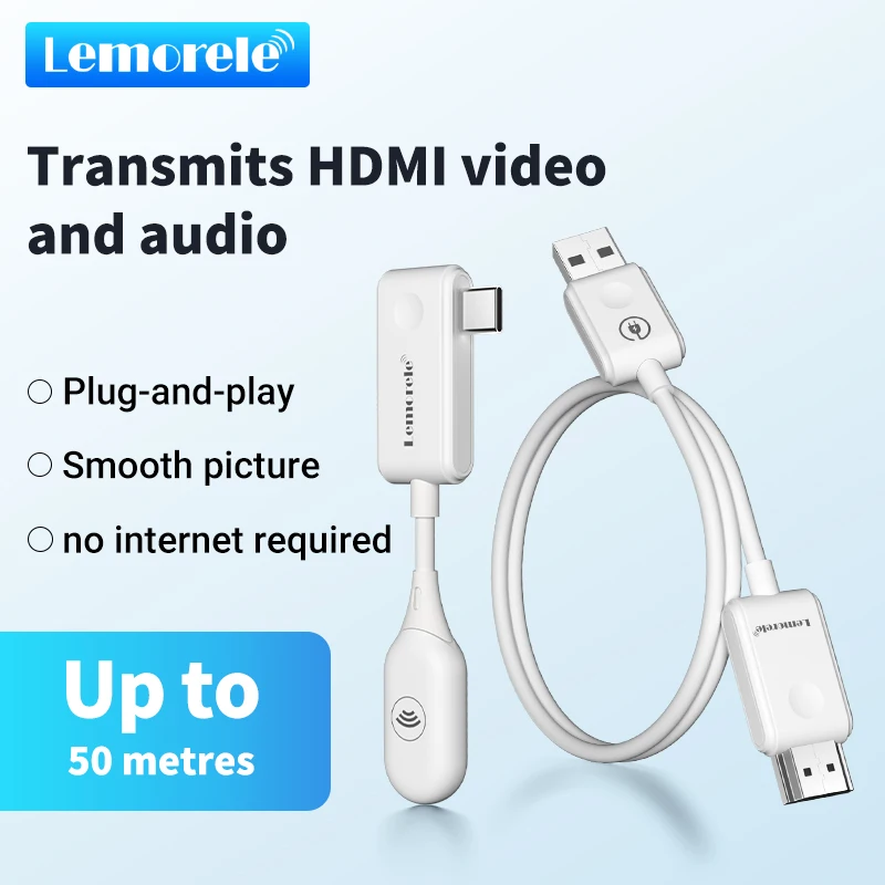 Lemorele 무선 유형 C-HDMI 송신기 수신기 무선 확장기 키트 TV 카메라 프로젝터 전화 용 30M 오디오 전송