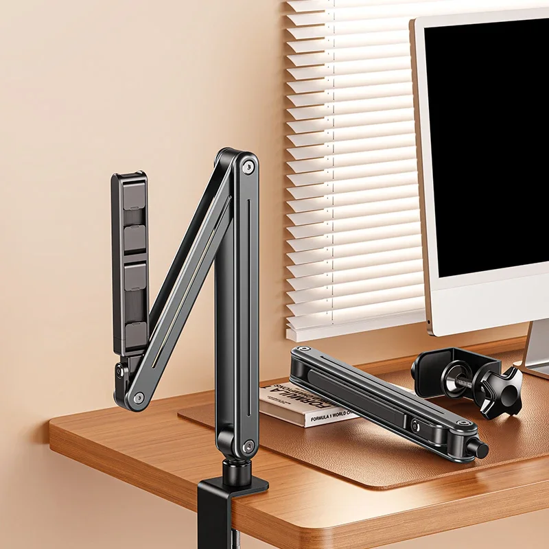 접이식 침대 데스크 암 마운트 태블릿 거치대, 360 ° 회전 조절 가능, 알루미늄 합금 태블릿 스탠드, 아이패드 아이폰 4-12.9 인치 장치