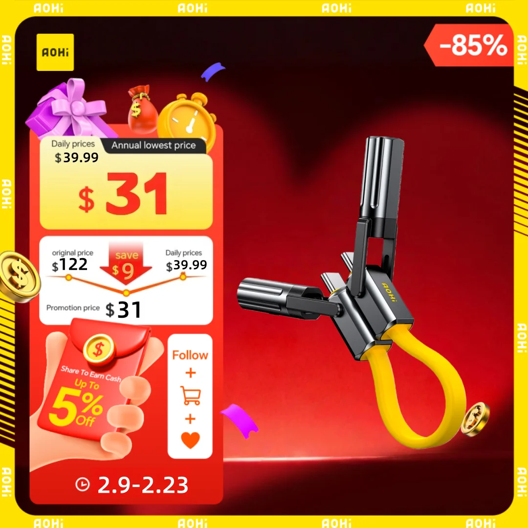 [신제품] AOHI PROMETHEUS 3-IN-1 240W USB C 다기능 충전 케이블 이그나이터 포함 자석 키체인 고속 충전