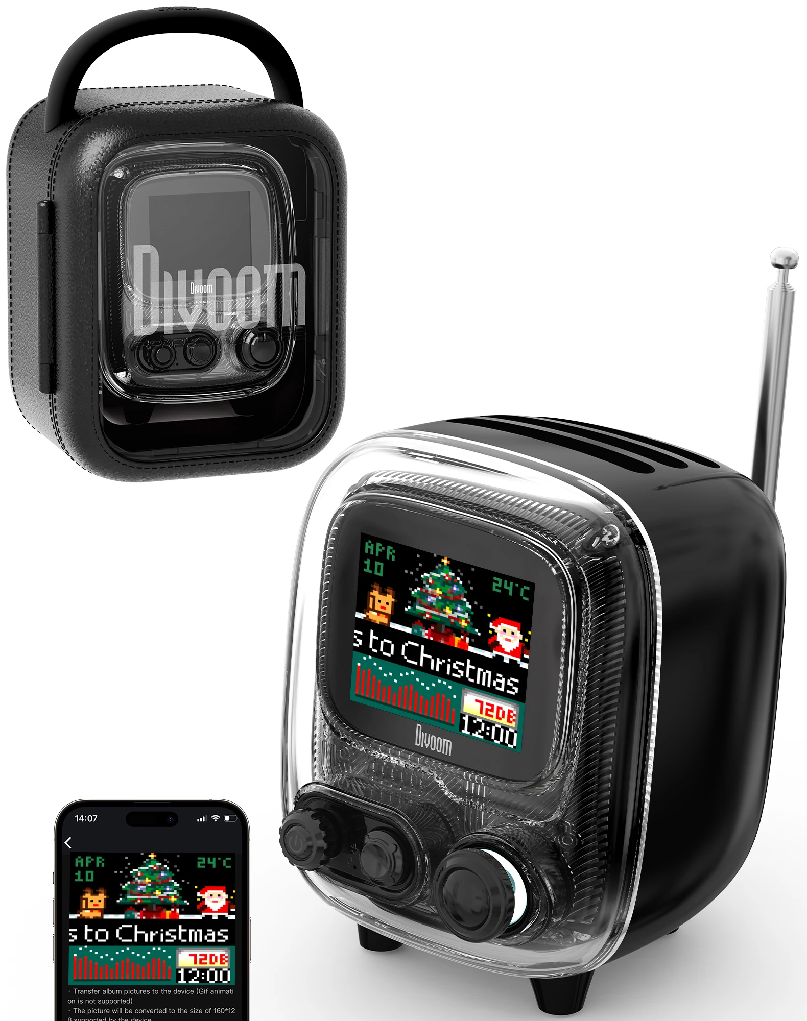 Divoom T-tiivoo-2 미니 레트로 화이트 노이즈 블루투스 스피커 휴대용 빈티지 수면 보조 블루투스 스피커 고품질 서브 우퍼