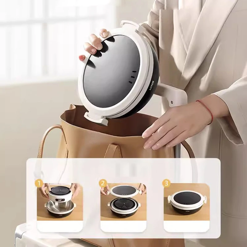 1.2L 접이식 전기 요리 냄비 휴대용 멀티 쿠커 여행 밥솥 분할 냄비 304 스테인레스 스틸 전기 Skillt 500W