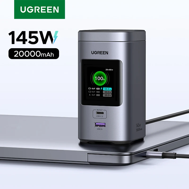UGREEN 145W 20000mAh 보조베터리 맥세이프 Qi2 15W 자기 무선 보조베터리 스테이션 유그린 PD3.1 노트북 100W 고속충전 고속 충전용 외장 배터리 대용량 맥세이프 충전기
