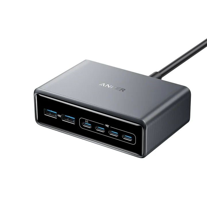 Anker 200W GaN Prime USB C 충전 스테이션 멀티보호 및 ActiveShield 3.0 시스템을 갖춘 초고속 6포트 데스크탑 충전기