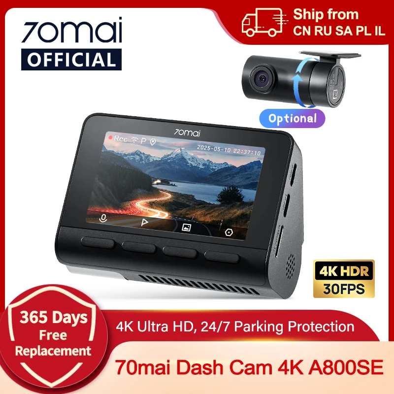 70mai 4K 블랙박스 A800SE 70mai A800S 음성 제어 슈퍼캡타이어 GPS ADAS 차량용 DVR 70mai A800SE UHD Wifi 6 업그레이드 버전