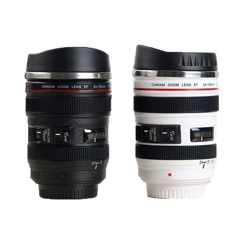 스테인레스 스틸 카메라 EF24-105mm 커피 렌즈 머그잔 화이트 블랙 커피 머그잔 독특한 컵 선물   커피 컵 canecas tazas vaso caf