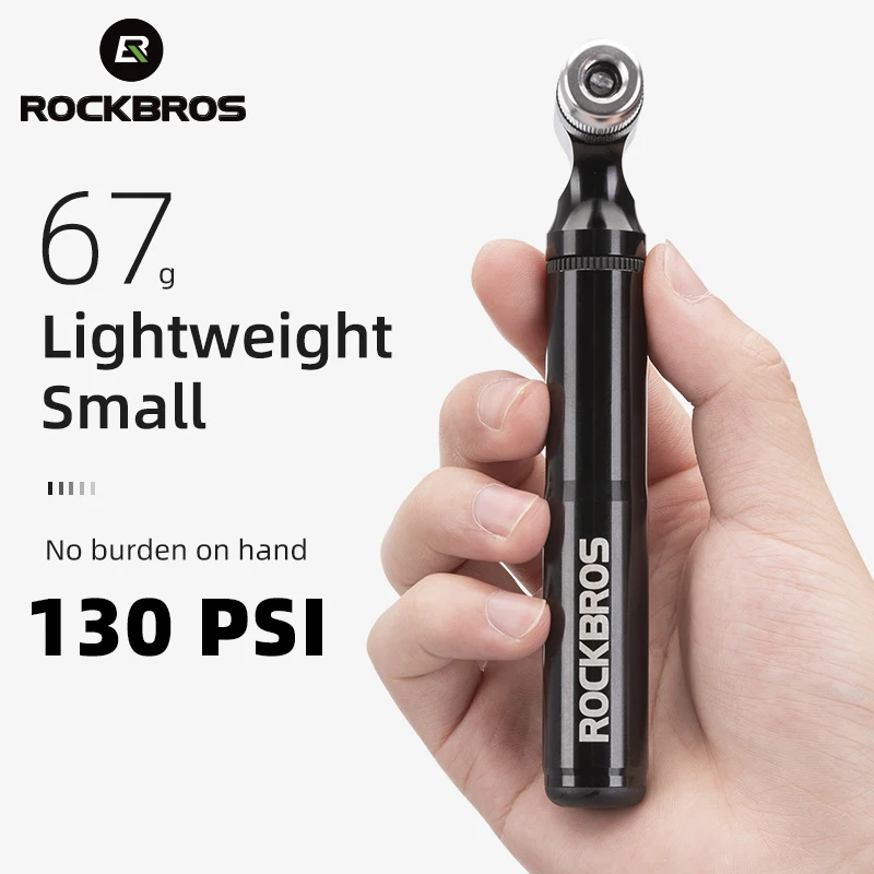 ROCKBROS 휴대용 알루미늄 합금 자전거 펌프, 130PSI 에어 펌프, 낙하 방지 자전거, 초경량 핸드 펌프, MTB 산악 자전거 펌프