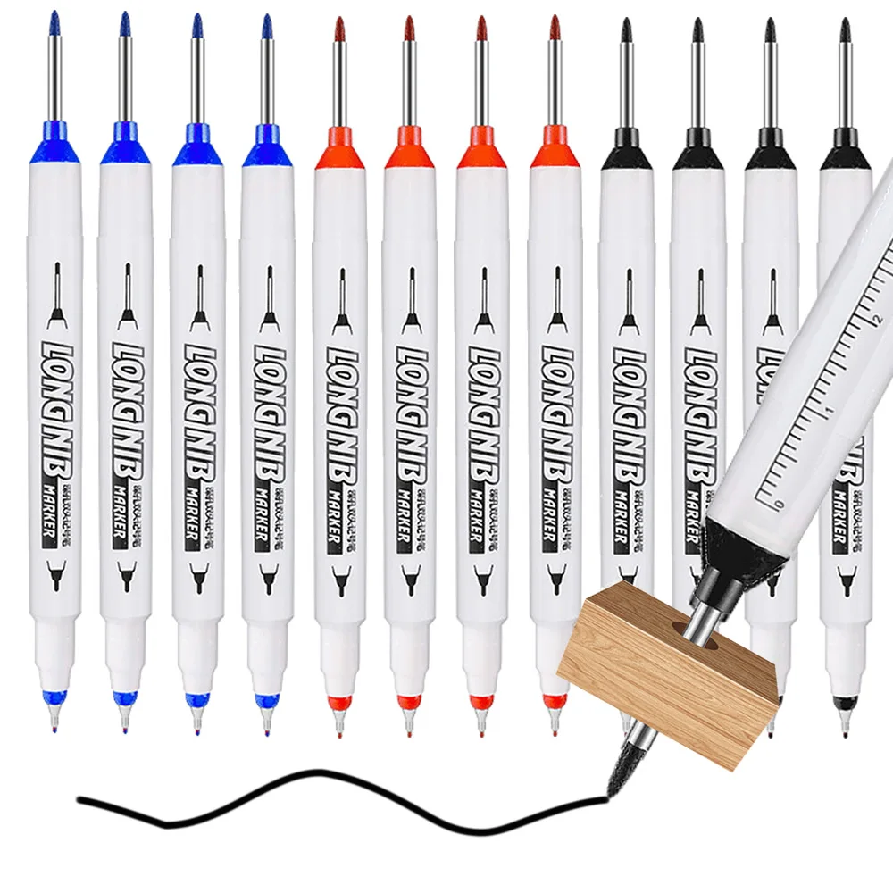 더블 팁 딥 홀 긴 헤드 펜촉 마커, 금속 펜용, 방수 욕실 목공 장식, 다목적, 20mm