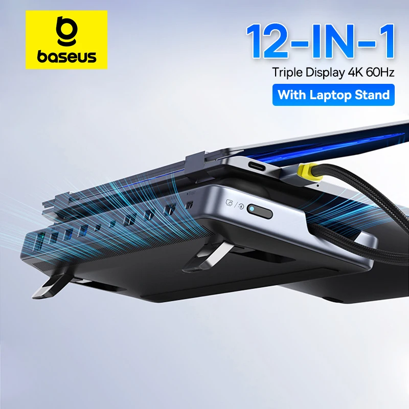 알리 베이스어스 12in1 USB C 도킹스테이션 - 4K 트리플모니터 PD 100W 맥북 허브 추천