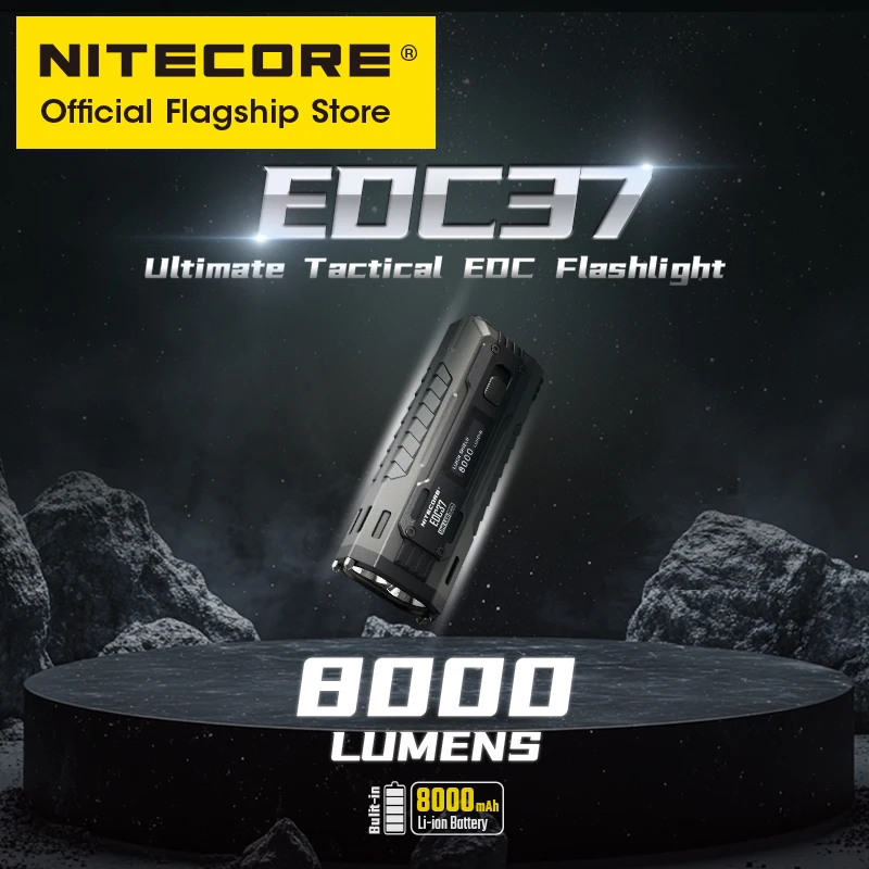 NITECORE EDC37 궁극의 전술 EDC 손전등 8000 루멘 18W USB-C 충전식 트로치 라이트 내장 8000mAh 리튬 이온 배터리