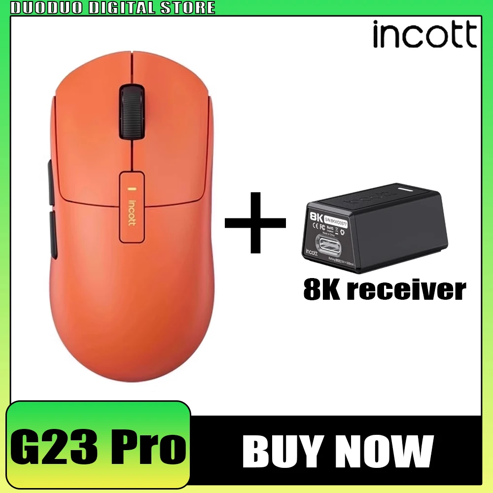 Incott G23 Pro 무선 마우스 8k 듀얼 모드 Paw3950 센서 핫 스왑 고속 충전 게임용 마우스 인체 공학적 Pc 게이머 액세서리 선물