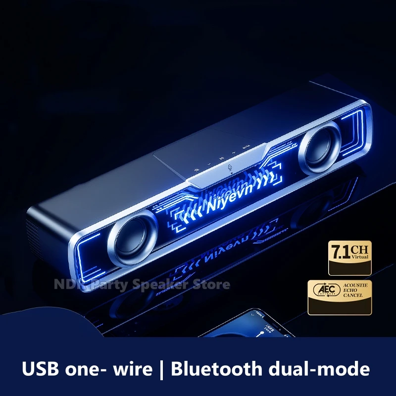 2025 새로운 컴퓨터 오디오 데스크탑 무선 블루투스 유선 Usb 긴 스피커 홈 Esports 게임 서브 우퍼 RGB 심연 조명 효과