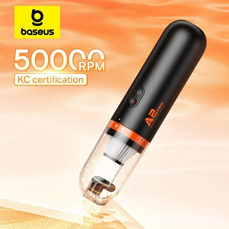 Baseus 자동차 진공 청소기 미니 휴대용 자동 진공 청소기 6000Pa 가정 및 자동차 및 사무실을 위한 강력한 흡입 블로우 및 진공 2 In1