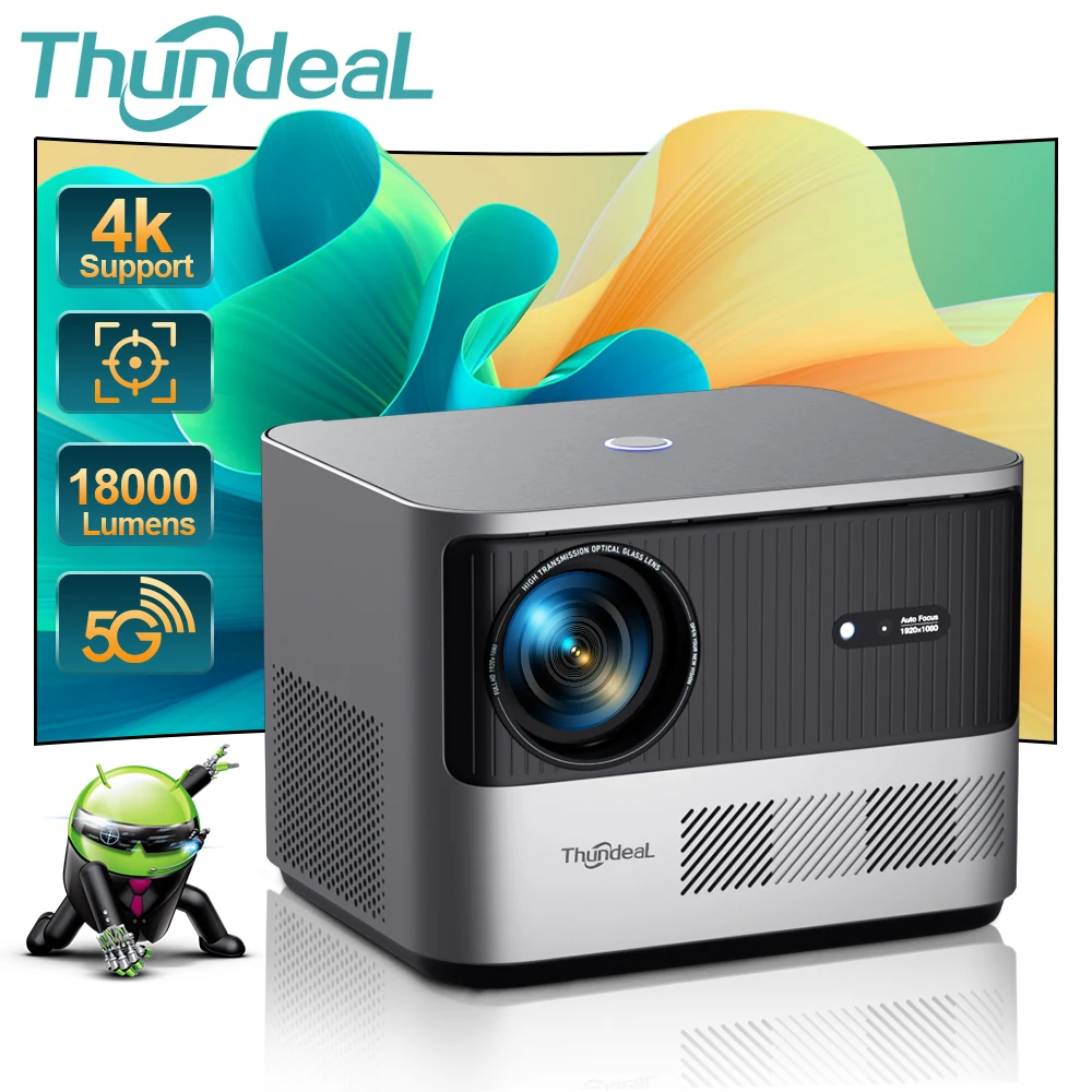 ThundeaL WiFi 프로젝터 TDA6W 풀 HD 1920x1080P LED WIFI TDA6 프로젝터 3D TV 비디오 안드로이드 WiFi 홈 시어터 휴대용 비머