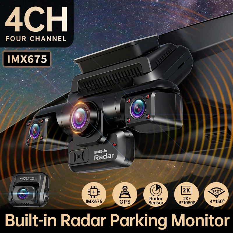 TiESFONG i7max 360°4CH GPS 대시 캠 dash cam IMX675를 위한 5K/2K 정면 사진기 24 시간 주차 모니터링 DVR 스타라이트 야간 비전 와이파이 256Gmax