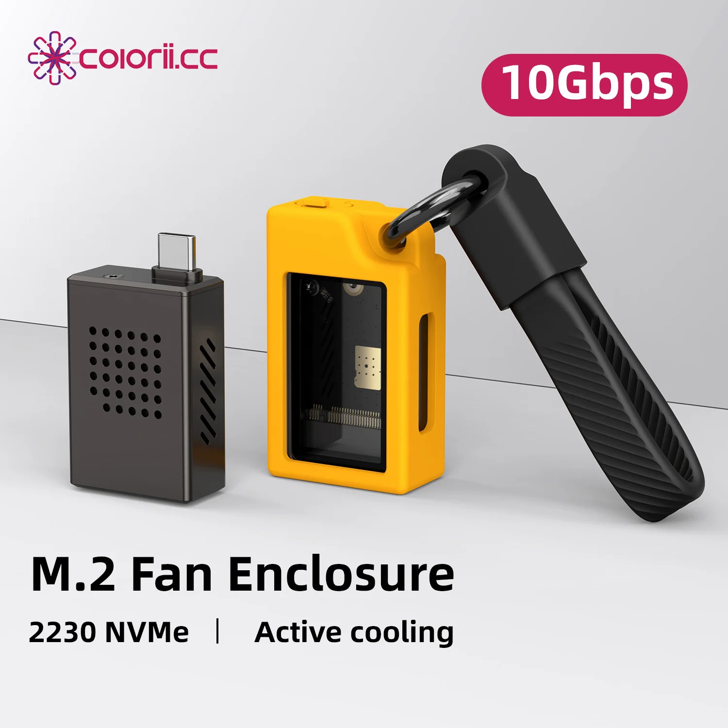 2230 M.2 NVMe SSD 케이스 (냉각 팬 포함) USB 3.2 Gen 2 - NVMe PCI-E M.2 SSD 케이스 (노트북, iPhone 16 Pro, 15, iPad 호환)