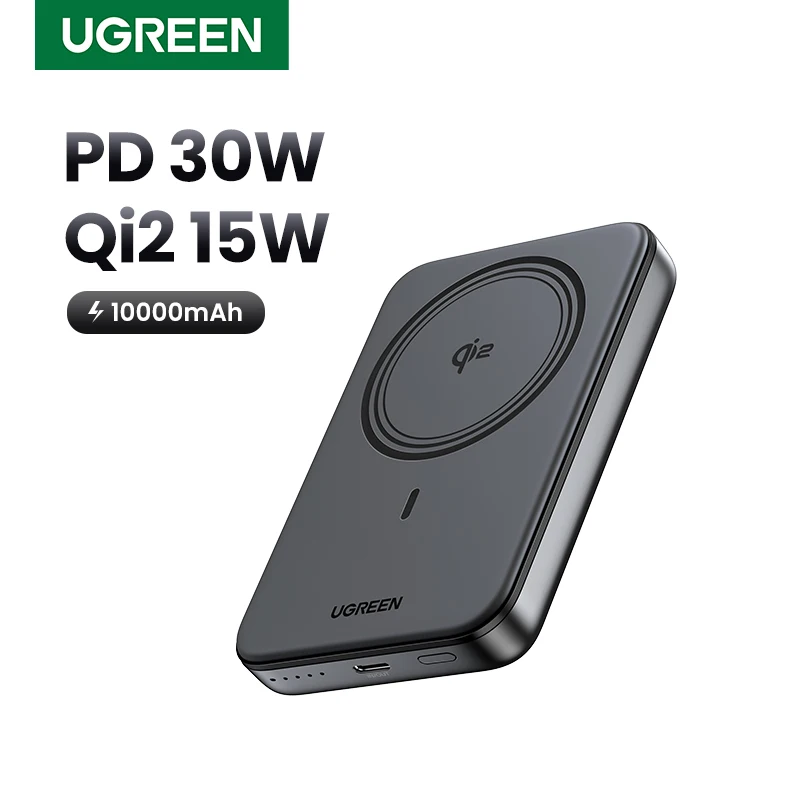 UGREEN Qi2 30W 마그네틱 보조배터리 10000mAh 휴대용 파워뱅크 (맥세이프 15W 무선 고속 충전, 아이폰 17 16 Pro Max 호환)