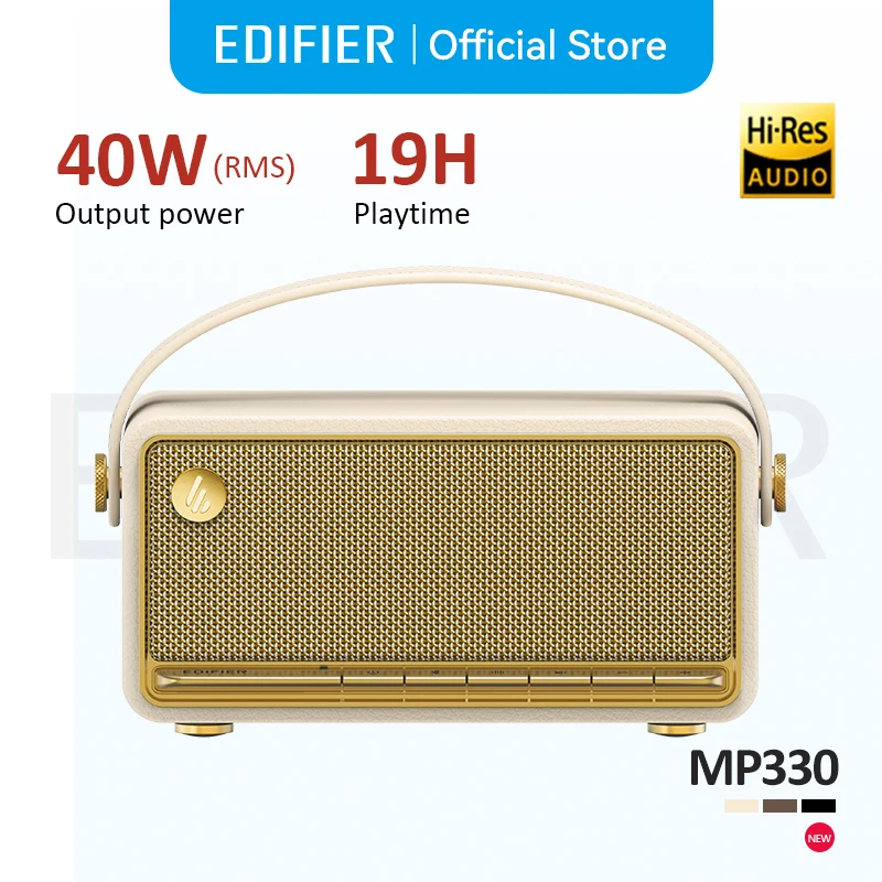 Edifier MP330 휴대용 블루투스 스피커 블루투스 V6.0 고해상도 오디오 USB-C TF 카드 입력 스테레오 페어링 40W RMS 19H 재생 시간