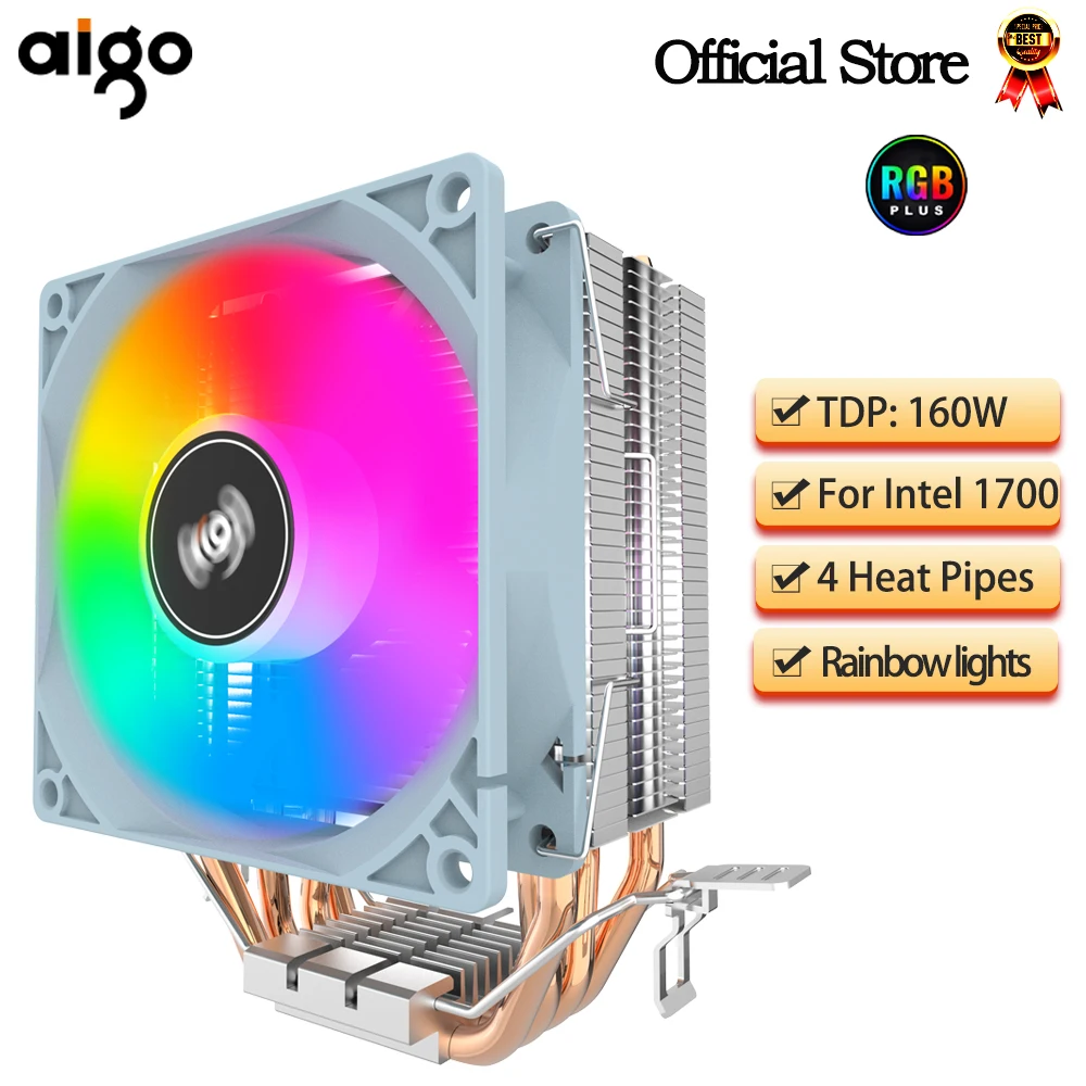 Aigo CPU 쿨러 2 4 6 히트 파이프 PC 라디에이터 냉각 3PIN PWM 자동 Rgb 팬 Intel 1700 1150 1155 1156 1366 AM2/AM3/AM4 AMD