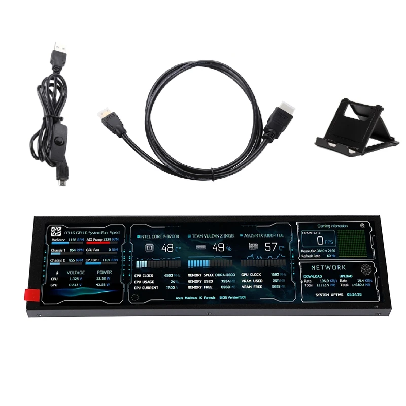 새로운 8.8 인치 긴 스트립 LCD 화면 1920*480 HD-MI 드라이버 보드 보조 모니터 AIDA64 하위 디스플레이 CPU GPU SSD 정보